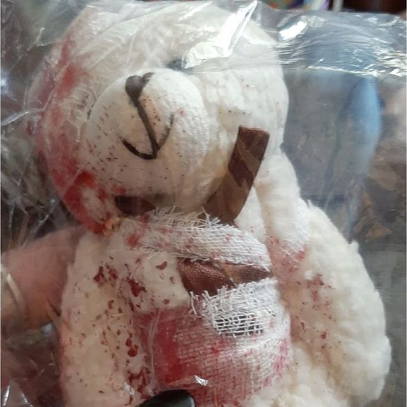 Goth bloody bandaged horror Teddy bear keychain legs and arms move new - Picture 5 of 5